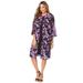 Plus Size Women's 2-Piece Duster Jacket Dress by Jessica London in Purple Watercolor Floral (Size 14 W)