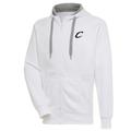 Men's Antigua White Cleveland Cavaliers Metallic Logo Victory Raglan Full-Zip Hoodie