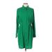 Calvin Klein Casual Dress - Shirtdress Cold Shoulder Long sleeves: Green Print Dresses - Women's Size 8