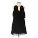 Tash + Sophie Cocktail Dress - A-Line Crew Neck Sleeveless: Black Solid Dresses - Women's Size Medium
