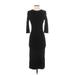 Topshop Casual Dress - Midi Crew Neck 3/4 sleeves: Black Solid Dresses - Women's Size 4