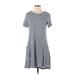 fat face Casual Dress - A-Line Crew Neck Short sleeves: Blue Dresses - Women's Size 4