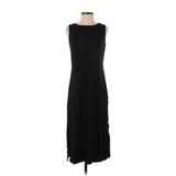 Talbots Casual Dress - DropWaist Crew Neck Sleeveless: Black Solid Dresses - Women's Size P Petite