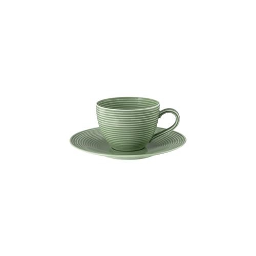 Kaffeetasse 2-tlg. mit Relief – Seltmann Weiden Beat – Dekor Salbeigrün – 1 Set