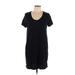 Universal Thread Casual Dress - Mini Scoop Neck Short sleeves: Black Solid Dresses - Women's Size Large