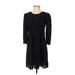 Madewell Casual Dress - Shift Crew Neck 3/4 sleeves: Black Solid Dresses - Women's Size X-Small