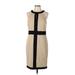 Ann Taylor Casual Dress - Sheath High Neck Sleeveless: Tan Print Dresses - Women's Size 10