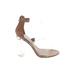 Mix No. 6 Heels: Tan Print Shoes - Women's Size 7 1/2 - Open Toe