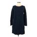 Banana Republic Factory Store Casual Dress - Shift Crew Neck 3/4 sleeves: Blue Solid Dresses - Women's Size Medium