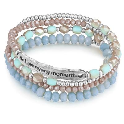Lulu & Jane Armband Live every moment Messing Crystal in Silber 19,0 cm Damen Image