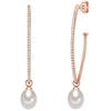 Lulu & Jane Ohrhänger Sterling Silber Zirkonia Süßwasser-Zuchtperle in Roségold 48,3 mm Damen
