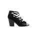 Isola Heels: Black Solid Shoes - Women's Size 6 1/2 - Open Toe