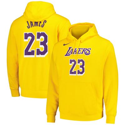 Los Angeles Lakers Nike Fleece-Hoodie mit Namen und Nummer – LeBron James – Herren Image
