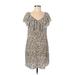 Rebecca Taylor Casual Dress - Mini V Neck Short sleeves: Gray Print Dresses - Women's Size 8