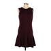 Nicole Miller Artelier Casual Dress - A-Line: Burgundy Solid Dresses - Women's Size Medium