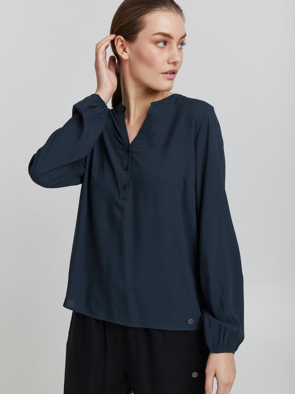 OXMO Langarmbluse Damen blau, 36 Image