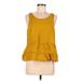 Cynthia Rowley TJX Sleeveless Blouse: Yellow Print Tops - Women's Size Medium