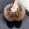 Echtes Leder Frau Stiefeletten Angepasst Winter Frauen schuh Wohnungen Echt Fox-pelz Warme Weibliche Schuhe schnee stiefel Schuhe für frauen