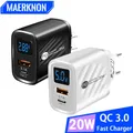 Caricatore da muro USB C USB QC3.0 da 20 W PD per iPhone 14 Samsung Xiaomi Huawei con adattatore per caricabatterie per telefono con display digitale