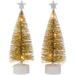 Set of 2 LED Pre-Lit Mini Bottle Brush Pine Christmas Village Trees - 7"