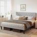 Queen Platform Bed Wood Slat Suppor, Storage Underneath, Grey