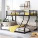 Metal Floor Bunk Bed, Twin XL or Full XL Over Queen, Modern Bunk Bed Frame with Unique Curved Ladder