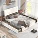 Queen Size Upholstery Platform Bed with Four Drawers, Adjustable Headboard, Beige