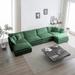 U-shaped Sectional Sofa w/ Reversible Ottoman Chaise, Chenille Upholstered Couch w/ 2 Armrest Pillows & 4 Toss Pillows, Green