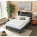 Platform Bed w/ Plaid Headboard Metal Strip Footboard, Grey Full