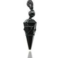 Black Obsidian Crystal Stone Holder Necklace Pendulum Unique Women Men Necklace (Black Macrame)