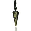 Gold Sheen Obsidian Crystal Stone Holder Necklace Pendulum Unique Women Men Necklace (Black Macrame)