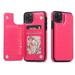 Suitable For IPhone14 max Mobile Phone Leather Case Crazy Horse Pattern Skin Card Protective Case Hotpink