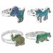 4pcs Cartoon Animal Temperature Change Color Mood Ring Open Finger Rings
