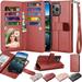 NJJEX Wallet Case for iPhone 15 Pro 6.1 2023 for iPhone 15 Pro Case [9 Card Slots] PU Leather ID Credit Holder Folio Flip [Detachable] Kickstand Magnetic Phone Cover & Lanyard [Wine Red]