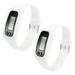 2pcs Men Women Electronic Watch Digital LCD Pedometer Run Step Walking Distance Calorie Counter Watch Bracelet (White)
