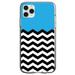 DistinctInk Clear Shockproof Hybrid Case for iPhone 12 MINI (5.4 Screen) - TPU Bumper Acrylic Back Tempered Glass Screen Protector - Black White Cyan Blue Chevron - Black White Chevron Stripes