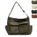 Canvas Messenger Bag Large Hobo Crossbody Bags with Multiple Pockets School Vintage Shoulder Laptop Bag for Women and Men (Green)