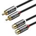 J&D 2 RCA Extension Cable RCA Cable Gold Plated Copper Shell Heavy Duty 2 RCA Male to Female Stereo Audio Extension