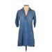 Cloth & Stone Casual Dress - Shirtdress: Blue Dresses - Women's Size X-Small