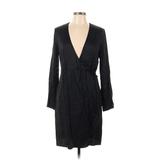 Banana Republic Factory Store Casual Dress - Sweater Dress Plunge Long Sleeve: Black Dresses - Women's Size 10