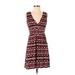 Envi Plunge Sleeveless: Casual Dress - A-Line Plunge Sleeveless: Burgundy Aztec or Tribal Print Dresses - Women's Size Small