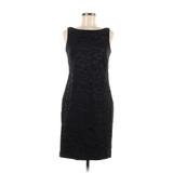 Talbots Casual Dress - Sheath Scoop Neck Sleeveless: Black Jacquard Dresses - Women's Size 6 Petite