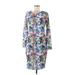Lularoe Casual Dress - Sheath Crew Neck 3/4 sleeves: Blue Floral Dresses - Women's Size Medium