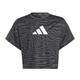 adidas T-Shirt mit Aeroready-Aufdruck für Mädchen (kurzärmelig), Carbon/Schwarz/Grau Vier, 14-15 Jahre