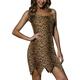 Spadehill Halloween Women Leopard Irregular Hem One Shoulder Costumes Wild Sexy Cavewoman Mini Dress Floral Leopard Xs