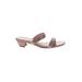 Stuart Weitzman Sandals: Slip-on Chunky Heel Casual Brown Print Shoes - Women's Size 9 - Open Toe