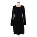 Calvin Klein Casual Dress - Sheath Scoop Neck Long sleeves: Black Print Dresses - Women's Size Large