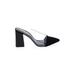 Lulus Mule/Clog: Slip On Chunky Heel Cocktail Black Solid Shoes - Women's Size 10 - Pointed Toe