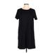 Z Supply Casual Dress - Shift Crew Neck Short sleeves: Black Print Dresses - Women's Size Large