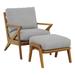Fairfield Chair Hatteras Teak Patio Chair w/ Cushions & Ottoman Wood in Brown/White | 36 H x 28 W x 34 D in | Wayfair